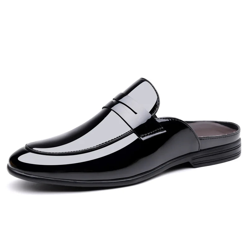 Brand Men's Shoes Luxury Leather Slippers Fashion Baotou Half Slippers for Men Business Dress Slippers Casual Loafers Man Shoes