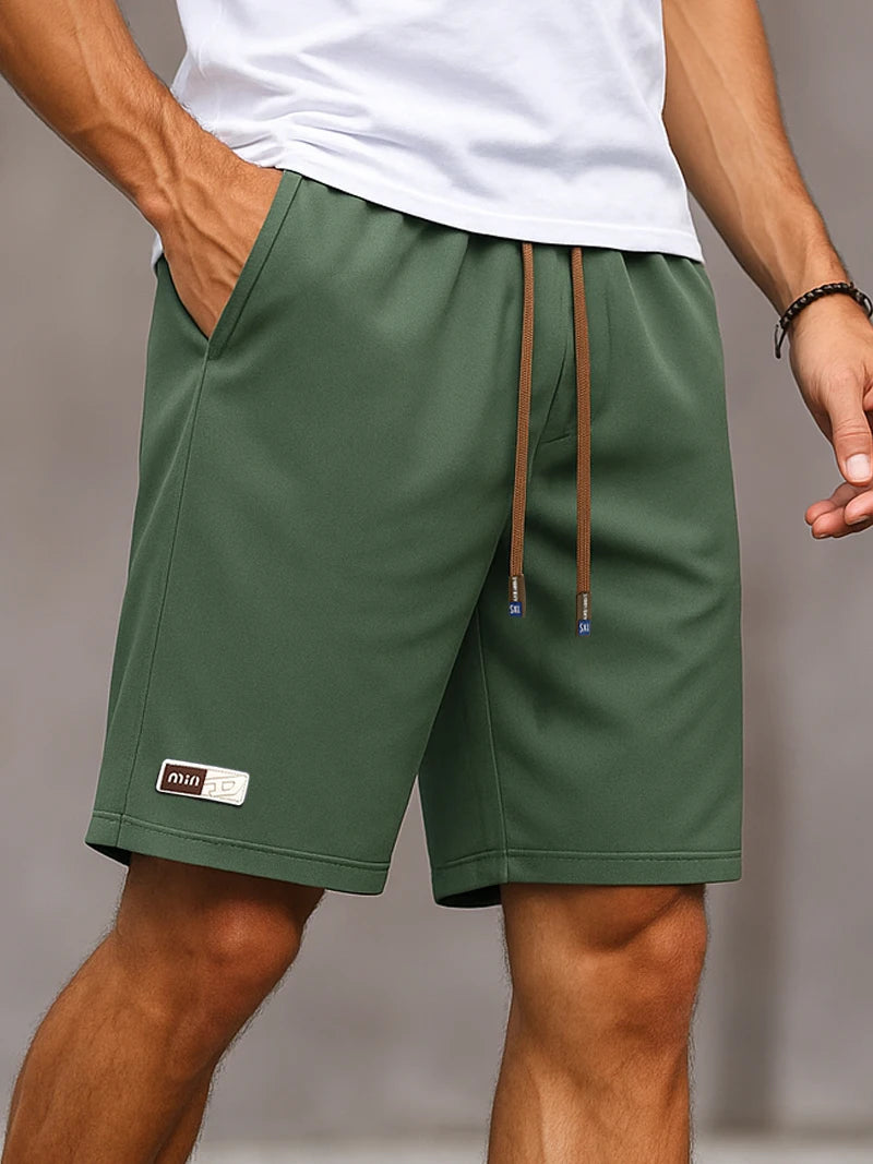Shorts for Men Casual Summer Streetwear Men Daily Plain Basic Drawstring Bermuda Shorts Lightweight Breathable Knee Length
