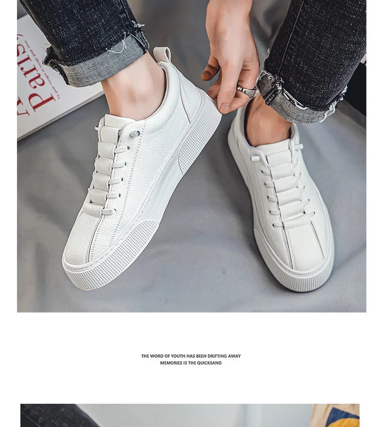 White Sneakers for Men  Fashion Casual Lace Up Round Toe Flat mens Running Sport Shoes Zapatillas Deportivas Hombre 2024