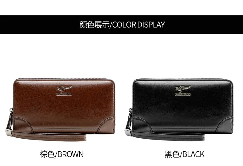 High Quality Pu Leather Wallet Men's Long Zipper Wallet for Men RFID Blocking Business Clutch Bag Credit Card Holder Man Purse