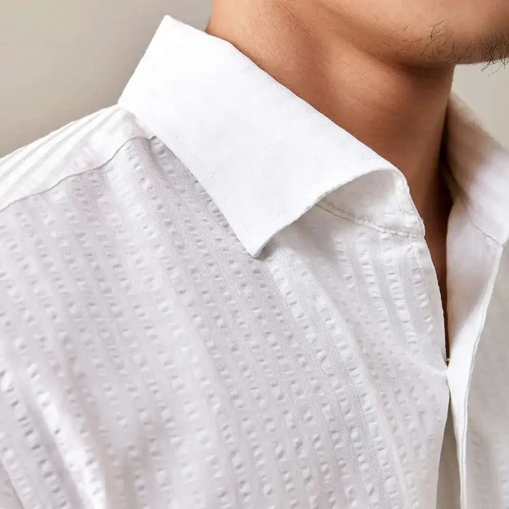 2025 Spring Shirts Men Dress Stripe Long Sleeve Shirt British Versatile Casual Cotton Shirt Fashion Man Camisa Social Masculina