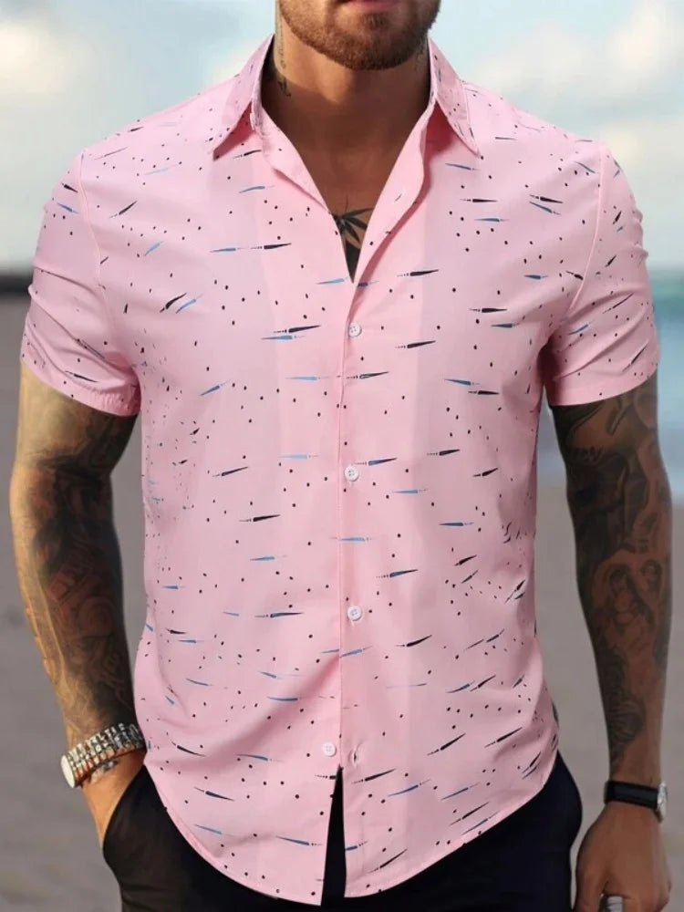 Hawaiian Shirt For Men Vacation Daily Slim Fit Tops Gym Elegant Flower Pattern Leaves Social Casual Fashion Camisa Y2k Clothing