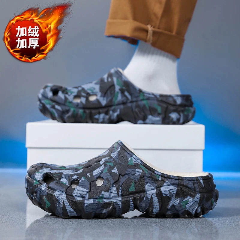 New Men Winter Slippers Indoor Comfortable Warm Slippers Summer Removable Sandals Men Casual Non Slip Plush Fur Slippers for Men