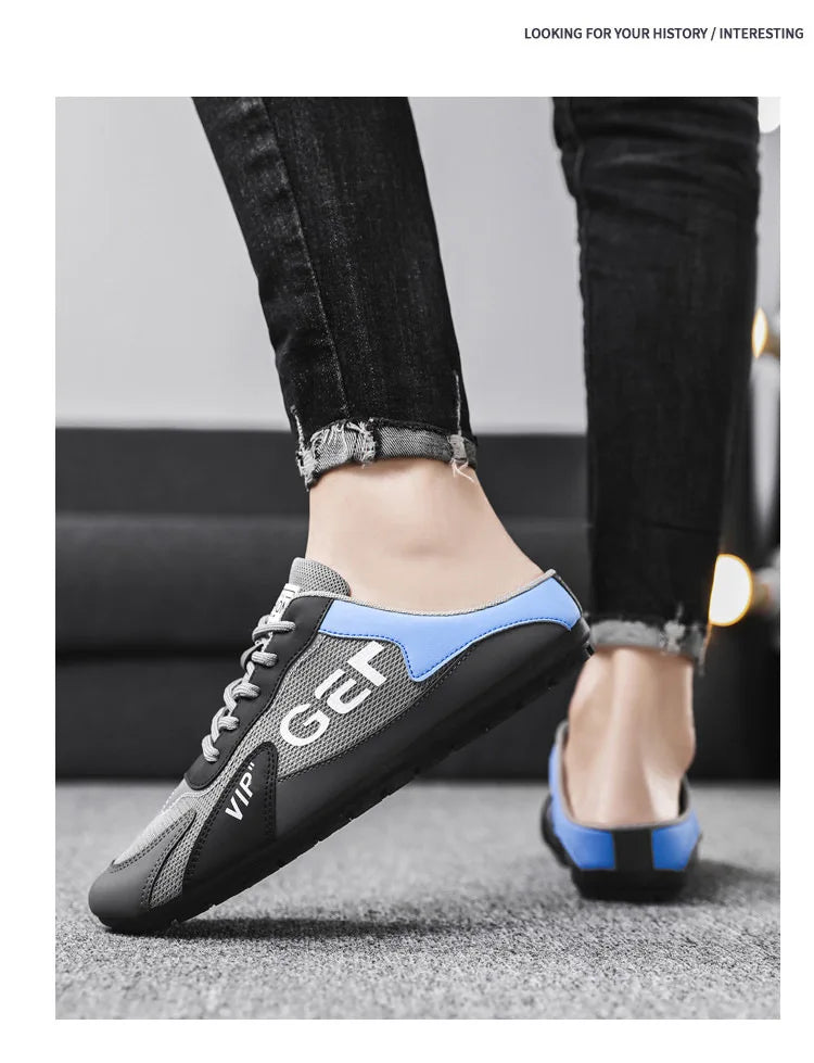 Men Slippers Trend Baotou Shoes for Men Summer Breathable Casual Shoe Vulcanized Flats Male Sneakers Half Slip-on Shoes 2026