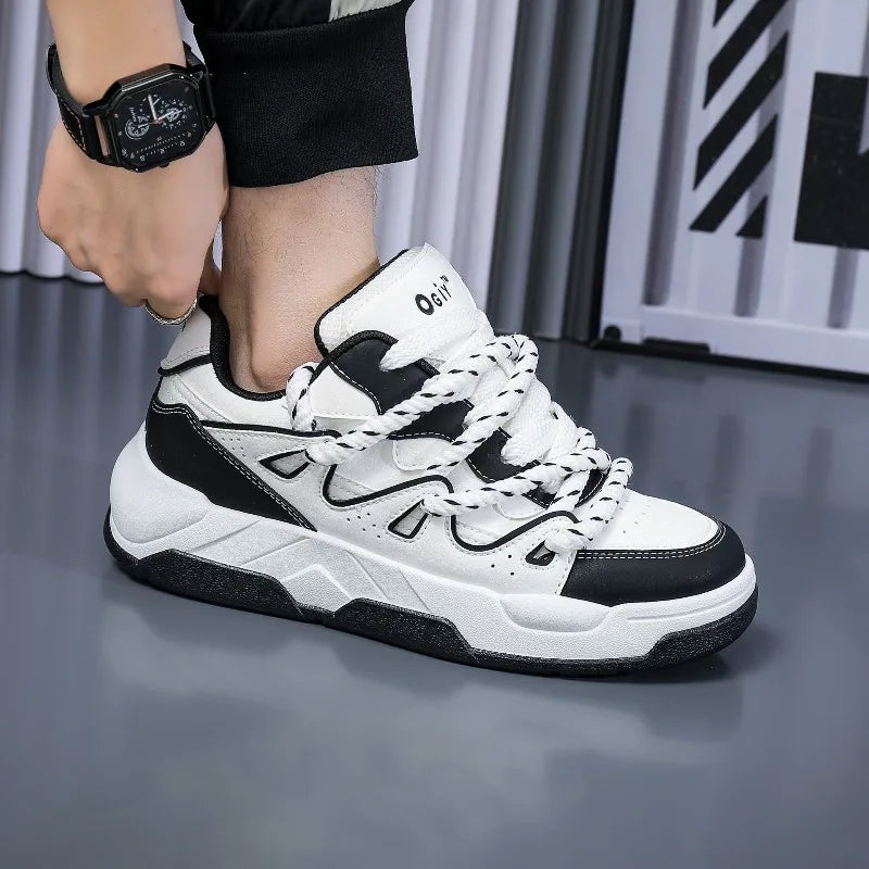 Shoes for Men Popular Versatile Sports Casual Board Shoes Personality Trend Men's Pu Leather Platform Sneakers Zapatillas Hombre