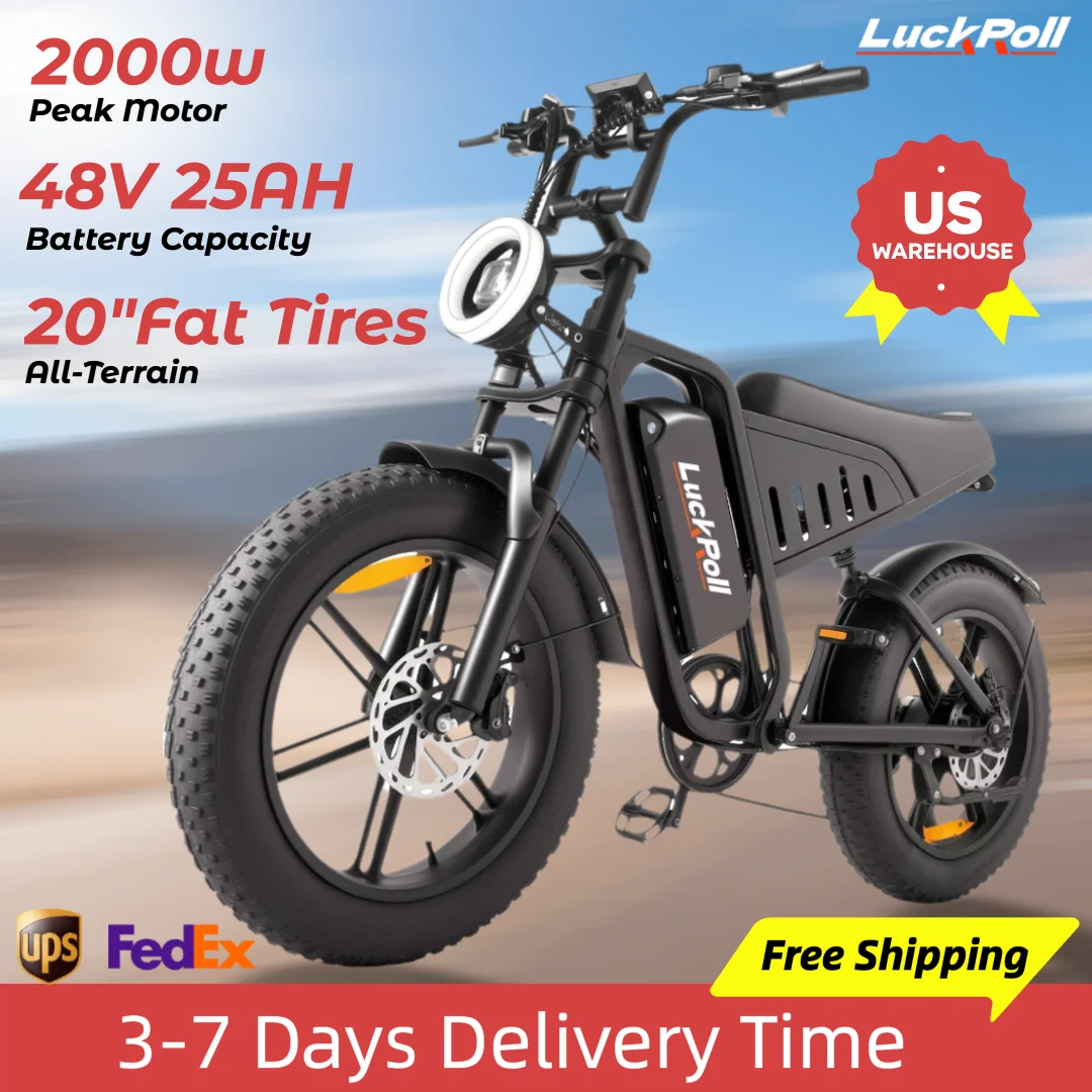 1000W Ebike for Adults,  20" Fat Tire Electric Bike, NFC & Password Unlock, 48V 15/25Ah 60-80 Miles 33-40MPH Electric Bike Moped