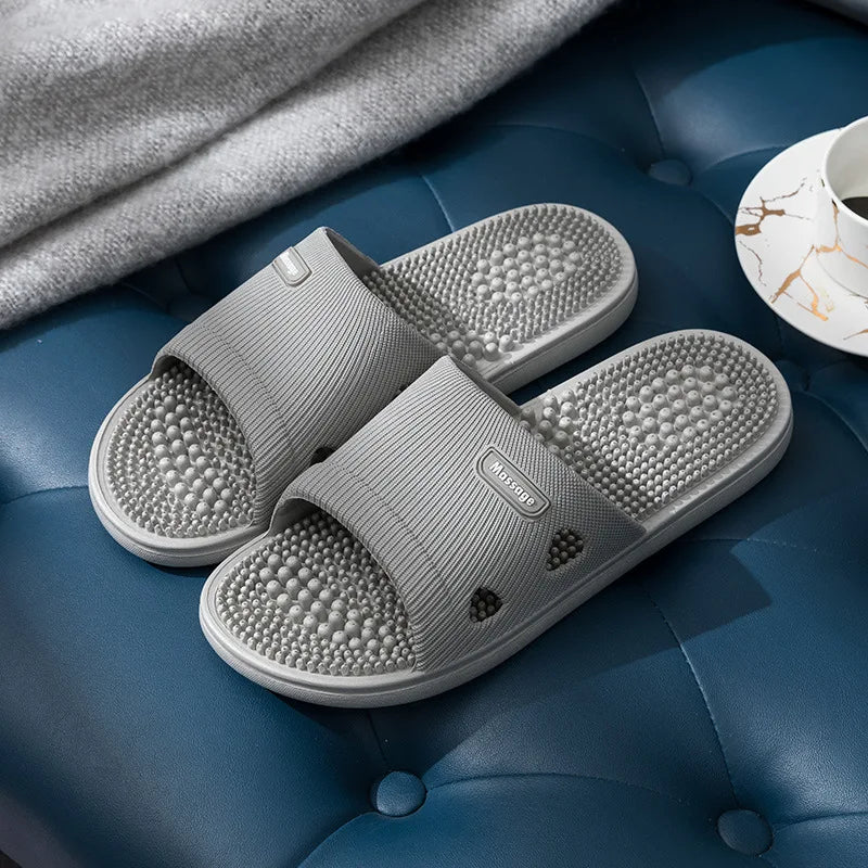 Women Men Foot Massage Slippers Indoor Bathroom Non-slip Soft Slides Comfort Flats Couples Home Relief Feet Health Care Shoes