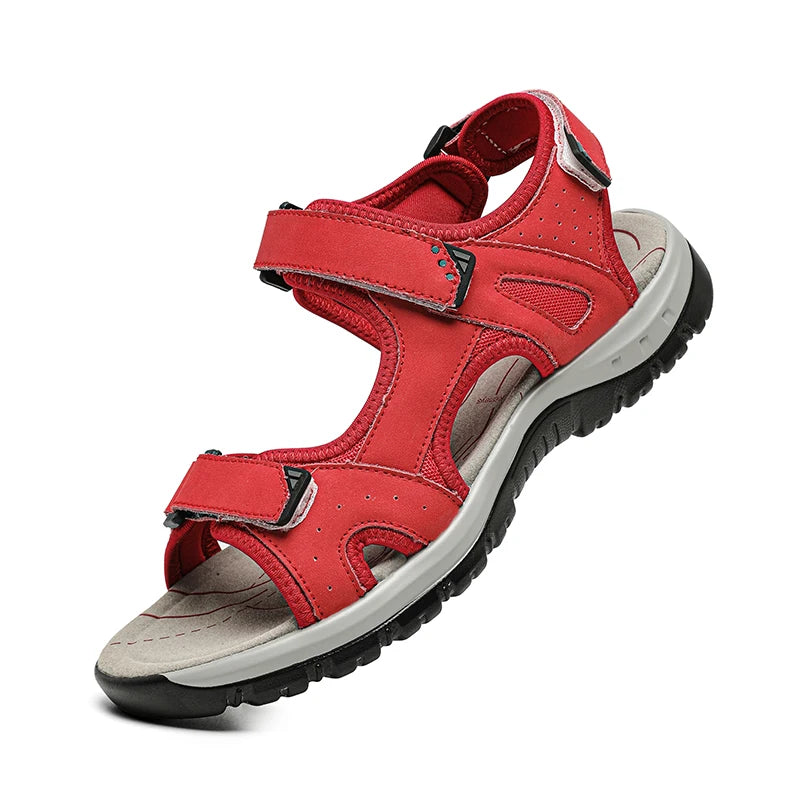 New Summer Leather Women's Sandals Fashion Design Breathable Women Casual Shoes Women Outdoor Beach Flat Sandals Big Size 42