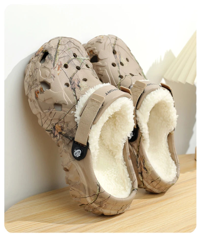 Waterproof cotton slippers for men winter 2024 new cashmere thickened warm waterproof non-slip indoor shoes