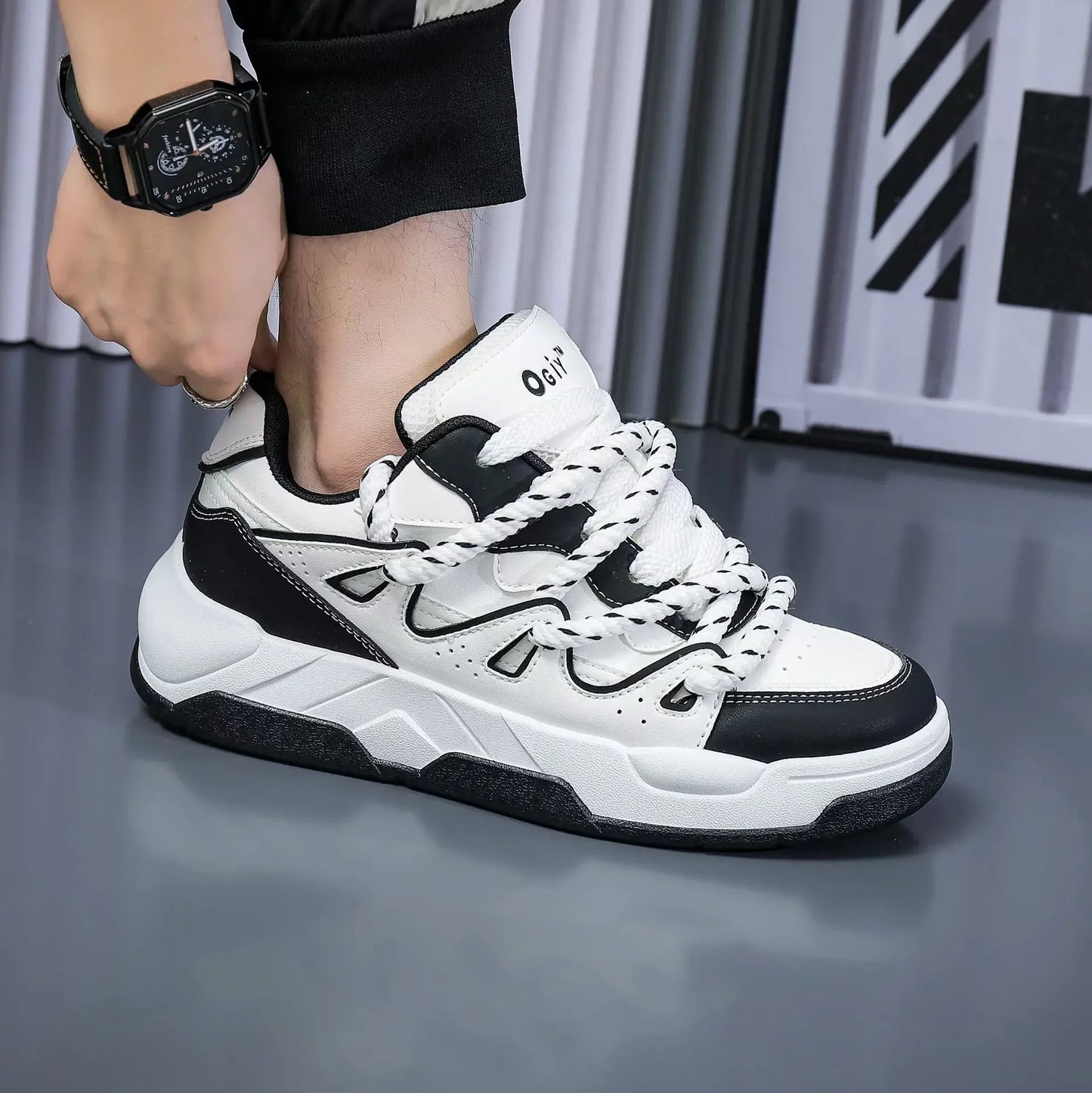 Shoes for Men Popular Versatile Sports Casual Board Shoes Personality Trend Men's Pu Leather Platform Sneakers Zapatillas Hombre