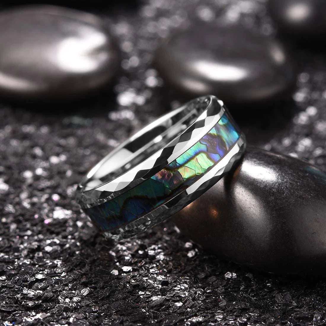 Fashion Viking Tree Of Life Stainless Steel Abalone Shell Rings For Men Odin Norse Viking Rune Rings Retro Amulet Jewelry Gift
