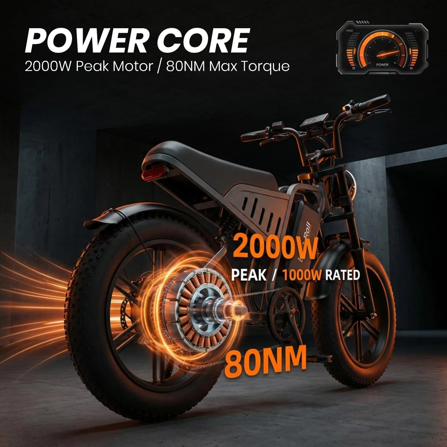 1000W Ebike for Adults,  20" Fat Tire Electric Bike, NFC & Password Unlock, 48V 15/25Ah 60-80 Miles 33-40MPH Electric Bike Moped