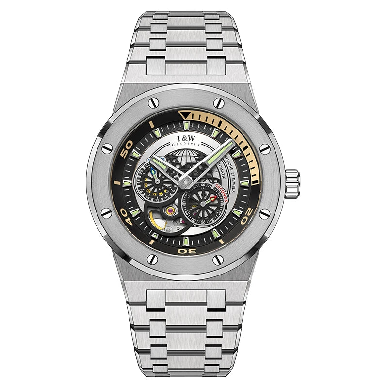 Relogio Masculino Luxury Brand I&W 2022 New Bumblebee Series Watch for Men Japan Movement Sapphire 5bar Skeleton Automatic Watch