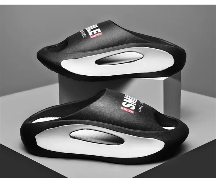 Men Slippers 2024 New Slides with a Sense High Aesthetic Value External Wear Anti Slip Thick Bottom, Beach Cool Slippers for Men