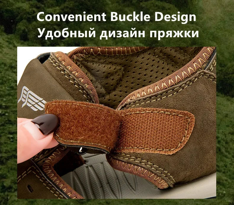 2025 New Fashion Men's Sandals Summer Soft Beach Sandals Comfortable Genuine Leather Men Sandals Outdoor Non-slip Wading Shoes