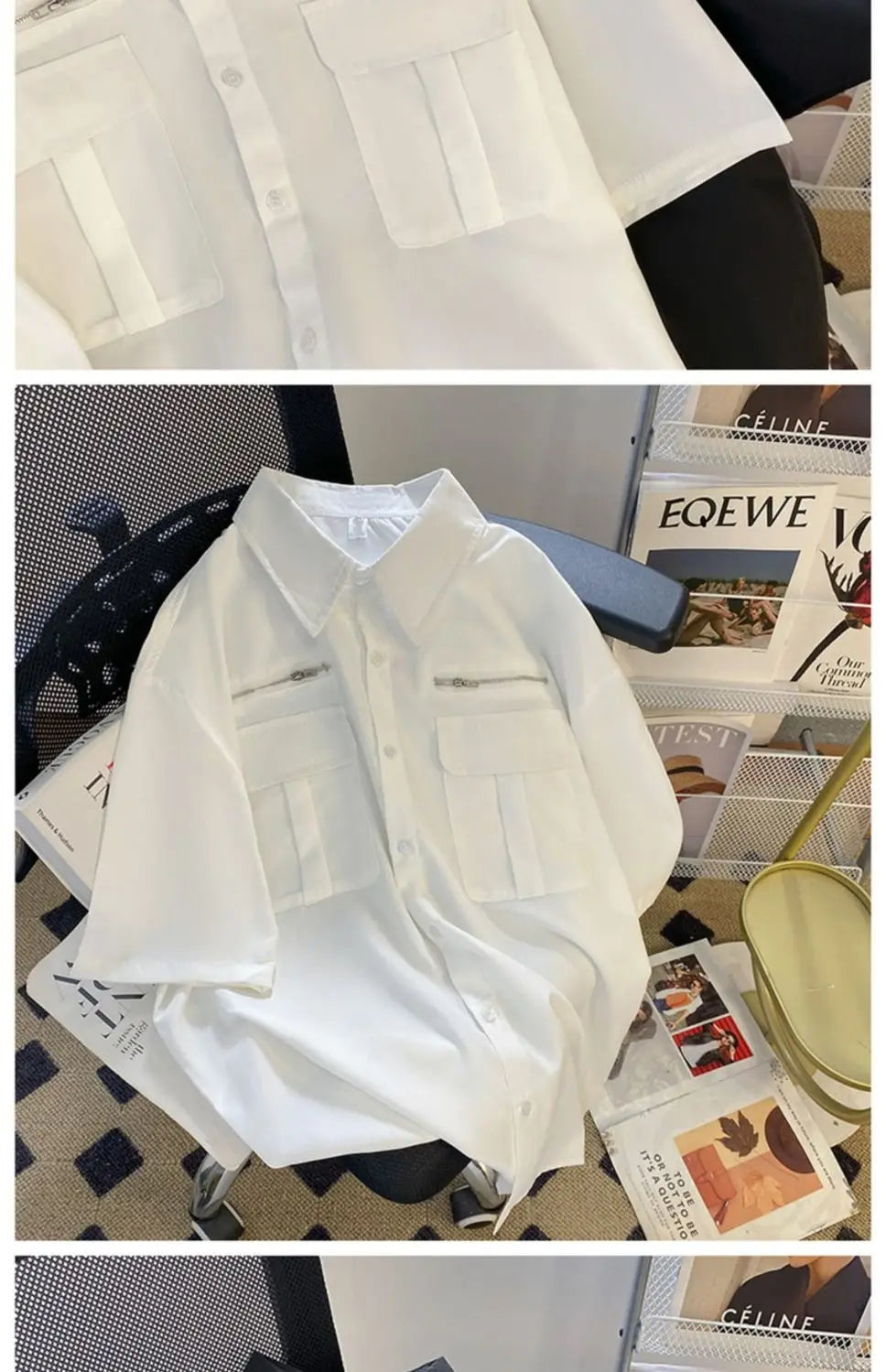 Working Short-sleeved Shirt Men's Summer High Street Niche High-end Design American Handsome Loose Casual Jacket