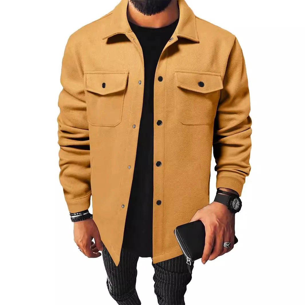 New Men's Clothing Youth Casual Men's Shirts in Stock Brushed Tops Men's Clothing Men's Shirts Solid Color Versatile Business