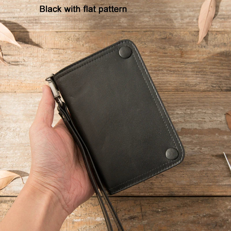 Vintage Genuine leather wallet Men leather long wallet men purse clutch bag male money clips zip around money bag card holder