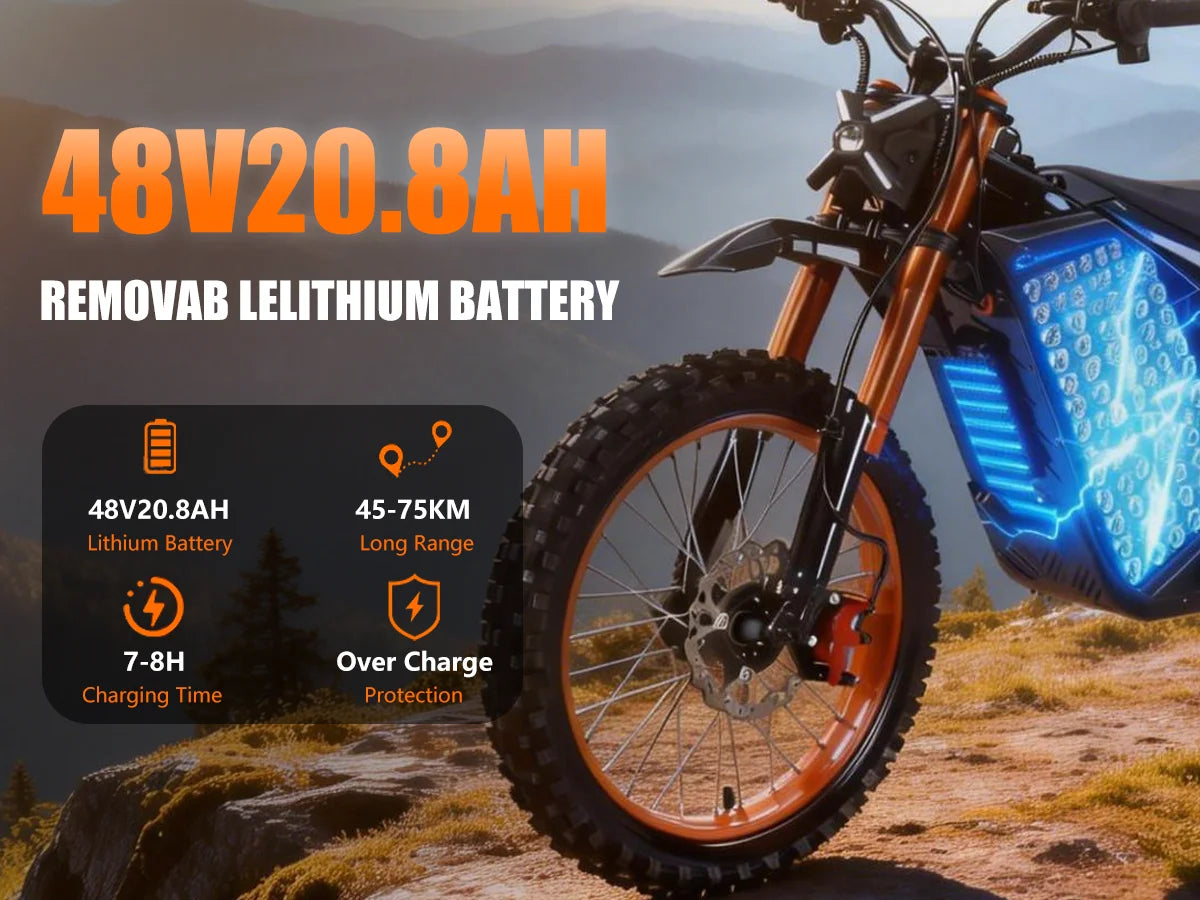 Electric Motorcycle 3000W, EBIKE,48V 20AH Battery, 60km/h, Oil Brake, Max Load 130KG