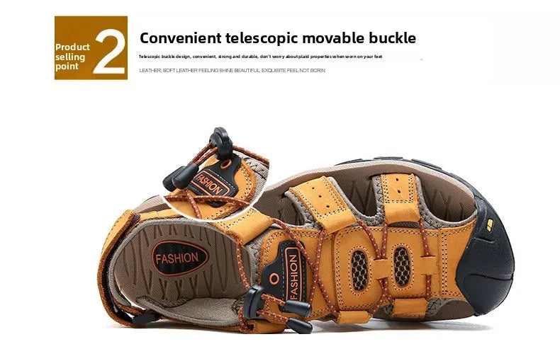 Men Sandals Summer New Large Size Outdoor Casual Beach Shoes Anti Slip Durable Breathable Toe Cover Sandals244