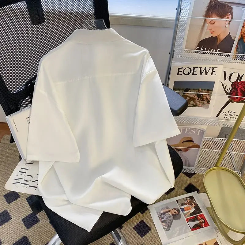 Working Short-sleeved Shirt Men's Summer High Street Niche High-end Design American Handsome Loose Casual Jacket