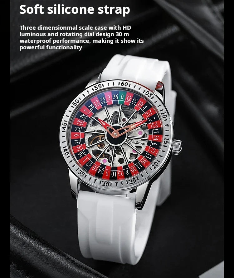 Men Mechanical Watch Automatic Luxury Gambling Rotating Plate Dial Wristwatch Man Casual Waterproof Luminous Clock Reloj Hombre