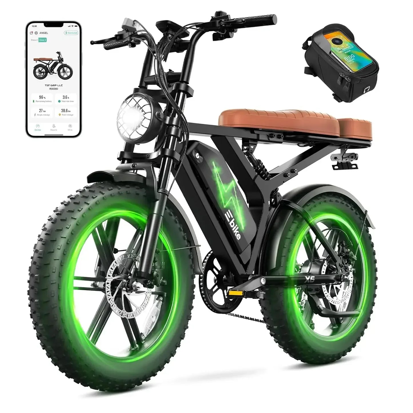 SISIAGD Electric Bike for Adults,1500W Peak Ebike,48V 15/ 30AH Waterproof Removable Battery,60-100 Miles,7 Speed,30, Customized