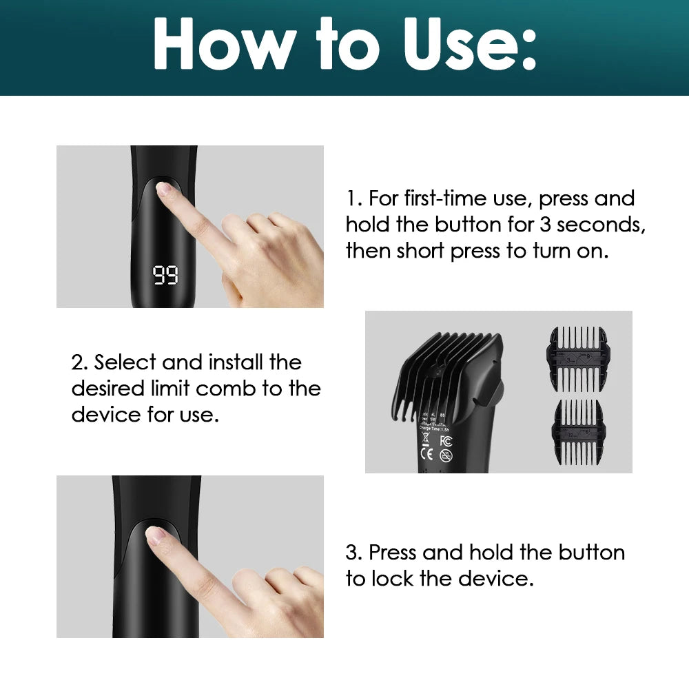 Electric Body Hair Trimmer for Men Ceramic Blade Head Pubic Ball Shaver Hair Removal Bikini Groin Trimming Clipper Beard Razor
