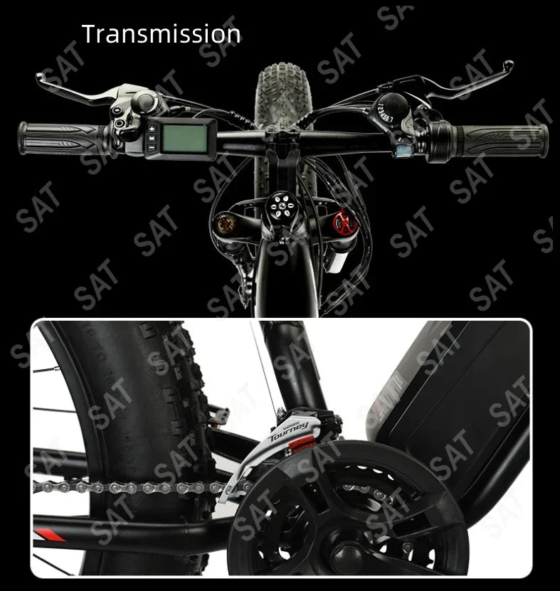 -For 26 Inch Lithium Battery Fat Tire Snow Off-road Electric Assisted Bicycle Mountain Bike