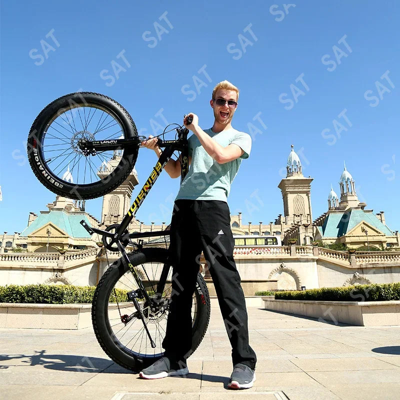 AAFor Leopard 26 Inch 7 Gear Shock Big Tyre Double Disc Brake Snowmobiles Mountain Bike Fat Tyres Beach Bicycle