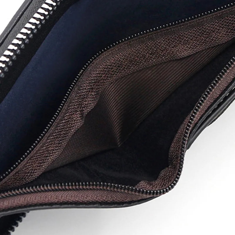 Leather Men’s Wallet Luxury Mens Purse Male Zipper Card Holders with Coin Pocket Rfid Wallets Gifts for Men Money Bag