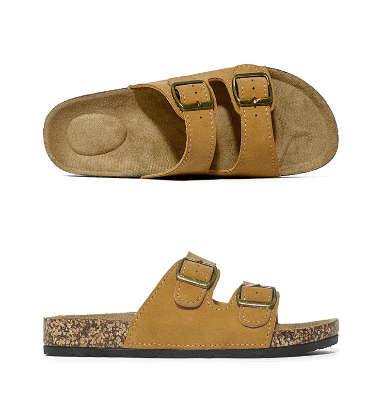 1 Pairs of Leather Sandal For Men And Women Beach Sandals 2025 Designer Men's Shoes Comfortable Slipper Original Brands Shoes