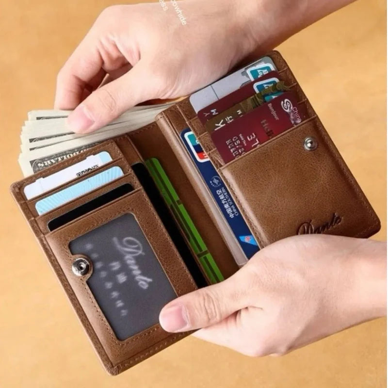 High Quality Men Wallet 2025 New Style Fashion Large Capacity Retro Card Bag Zipper Purses Pocket Short Men's Leather Wallet