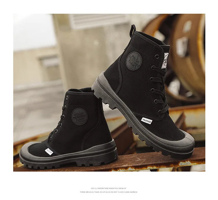 New Fashion High-top Mens Boots Outdoor Comfortable Mens Casual Boots Jungle Mountaineering Men Shoes Wide Bottom Platform Boots