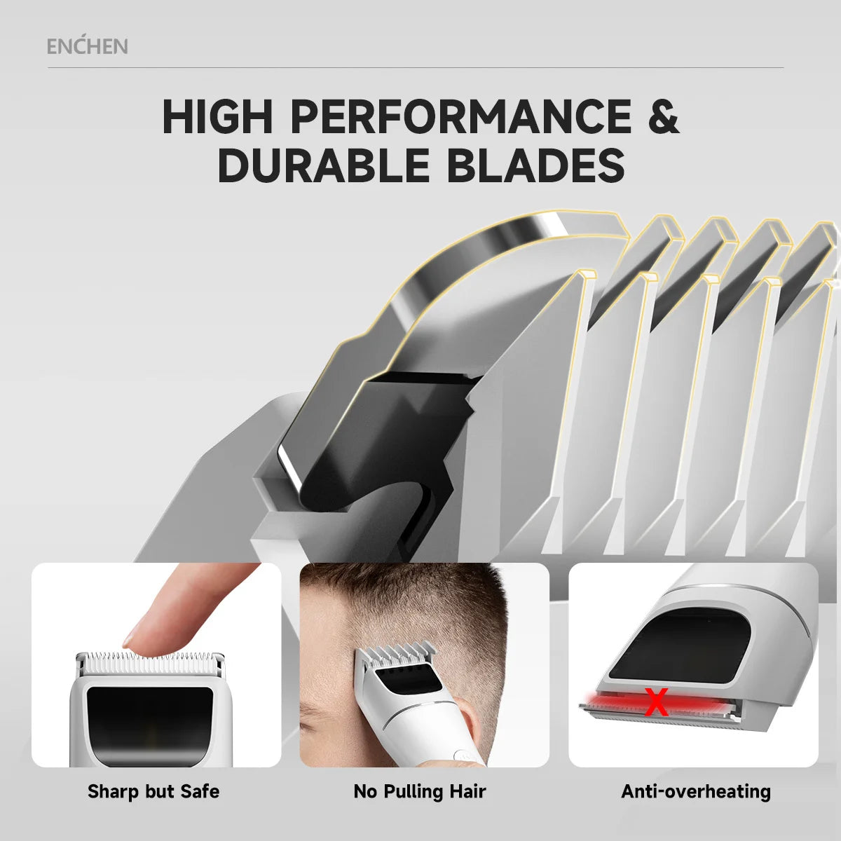 ENCHEN Hair Clipper Electric Barber Clippers Rechargeable Hair Cut Machine Cordless Beard Trimmer Travel Clipper for Men Boost 2