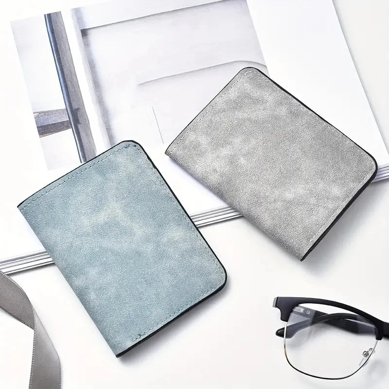 Men's Slim Wallet with Multiple Card Slots & ID Holder - Stylish Black Faux Leather, Portable Design