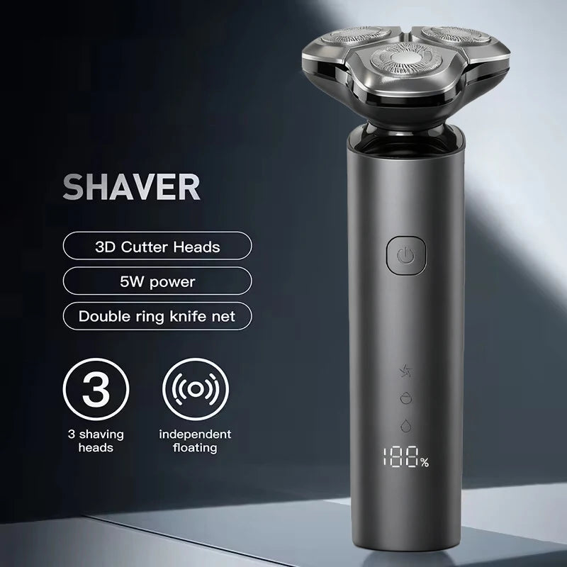 Electric Shaver Clipper Triple Blade Trimmer For Men Dry Wet Shaving Washable Beard Hair Cutting Machine Razor