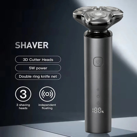 Electric Shaver Clipper Triple Blade Trimmer For Men Dry Wet Shaving Washable Beard Hair Cutting Machine Razor
