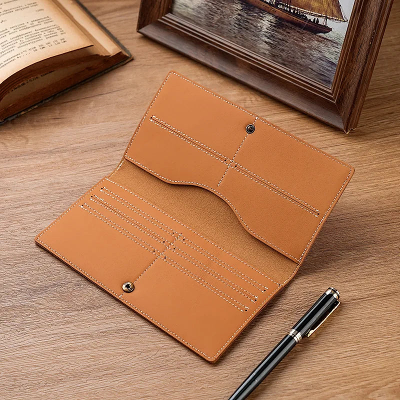 Men's Women's Genuine Leather wallets High-Quality Multi-Card Slot Business Comfortable Clutch Long European and American Wallet