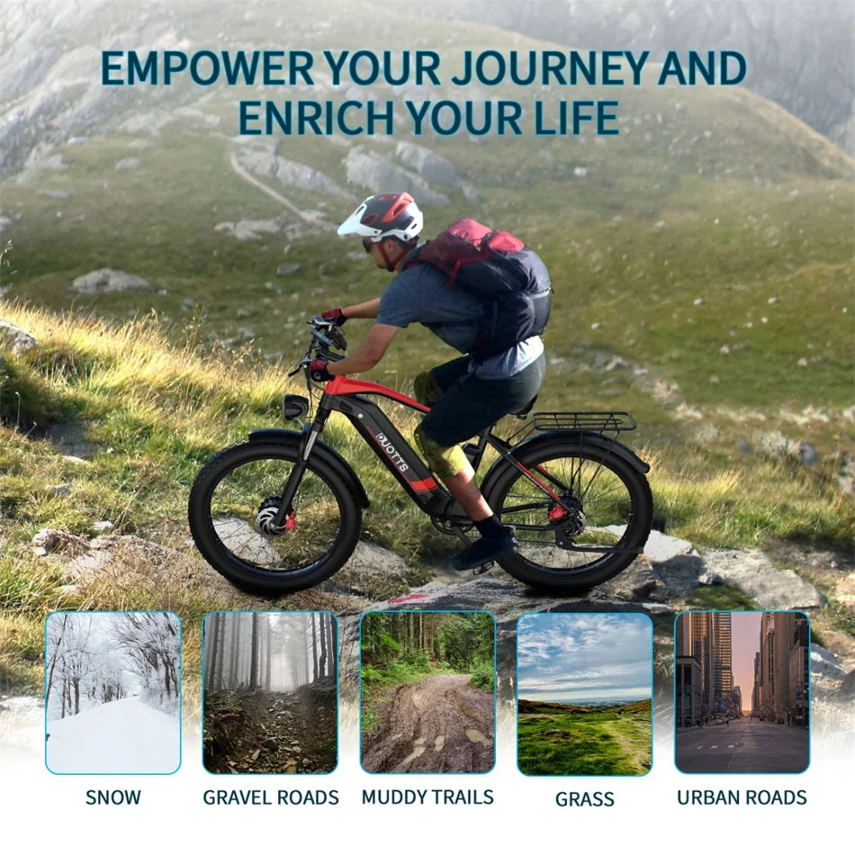 2023 Electric Bike Adult 1500W 26'' Dual Drive Mountain E Bike 48V 17.5AH Battery Removable Off Road Electric Bicycle