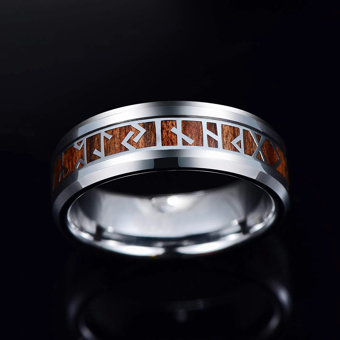Fashion Viking Tree Of Life Stainless Steel Abalone Shell Rings For Men Odin Norse Viking Rune Rings Retro Amulet Jewelry Gift