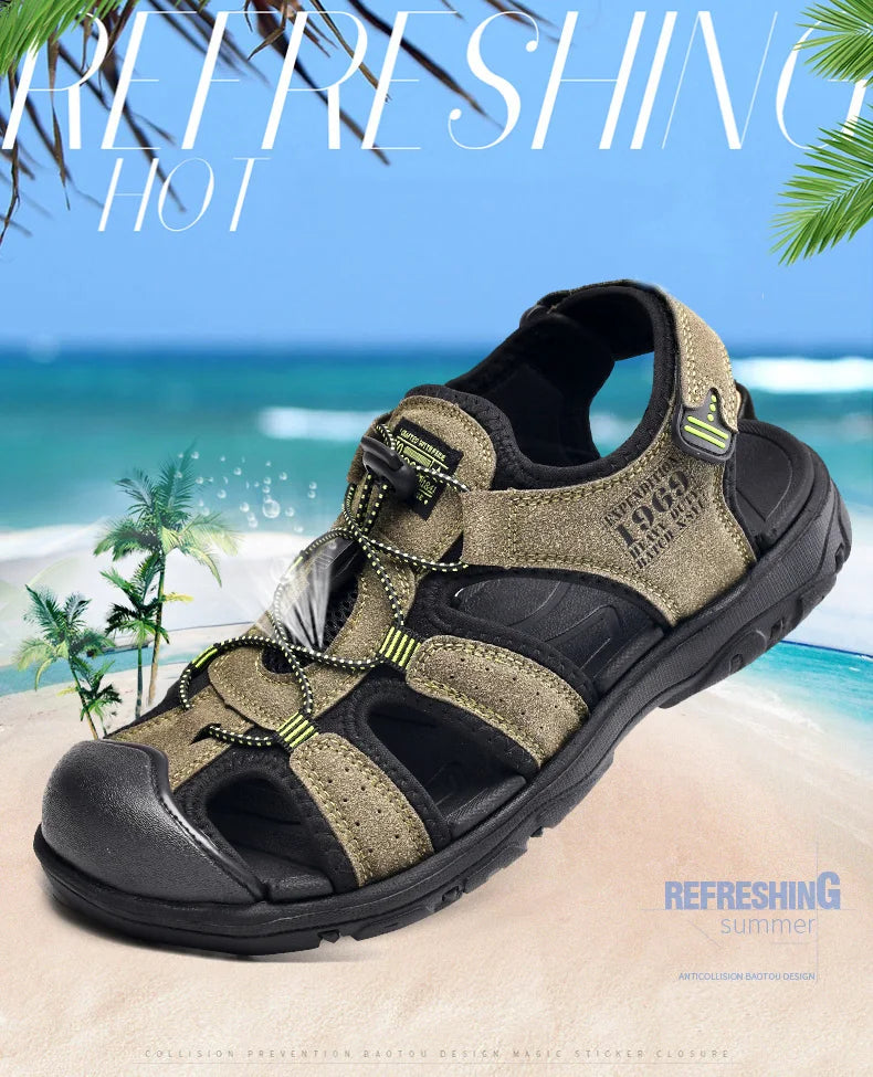 Men Sandals PU Leather Male Summer Shoes Outdoor Walking Beach Flat Sandals Shoes For Men Sneakers sandalias hombre