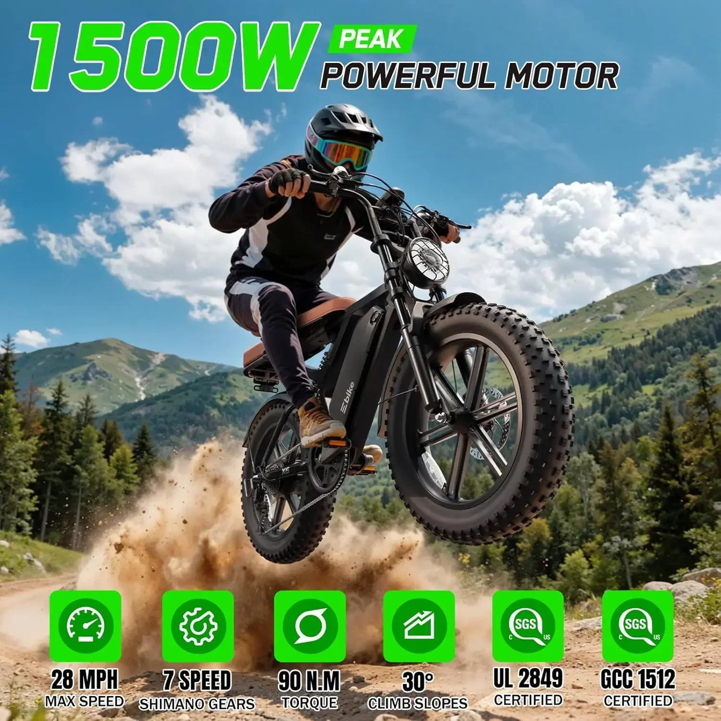 SISIAGD Electric Bike for Adults,1500W Peak Ebike,48V 15/ 30AH Waterproof Removable Battery,60-100 Miles,7 Speed,30, Customized