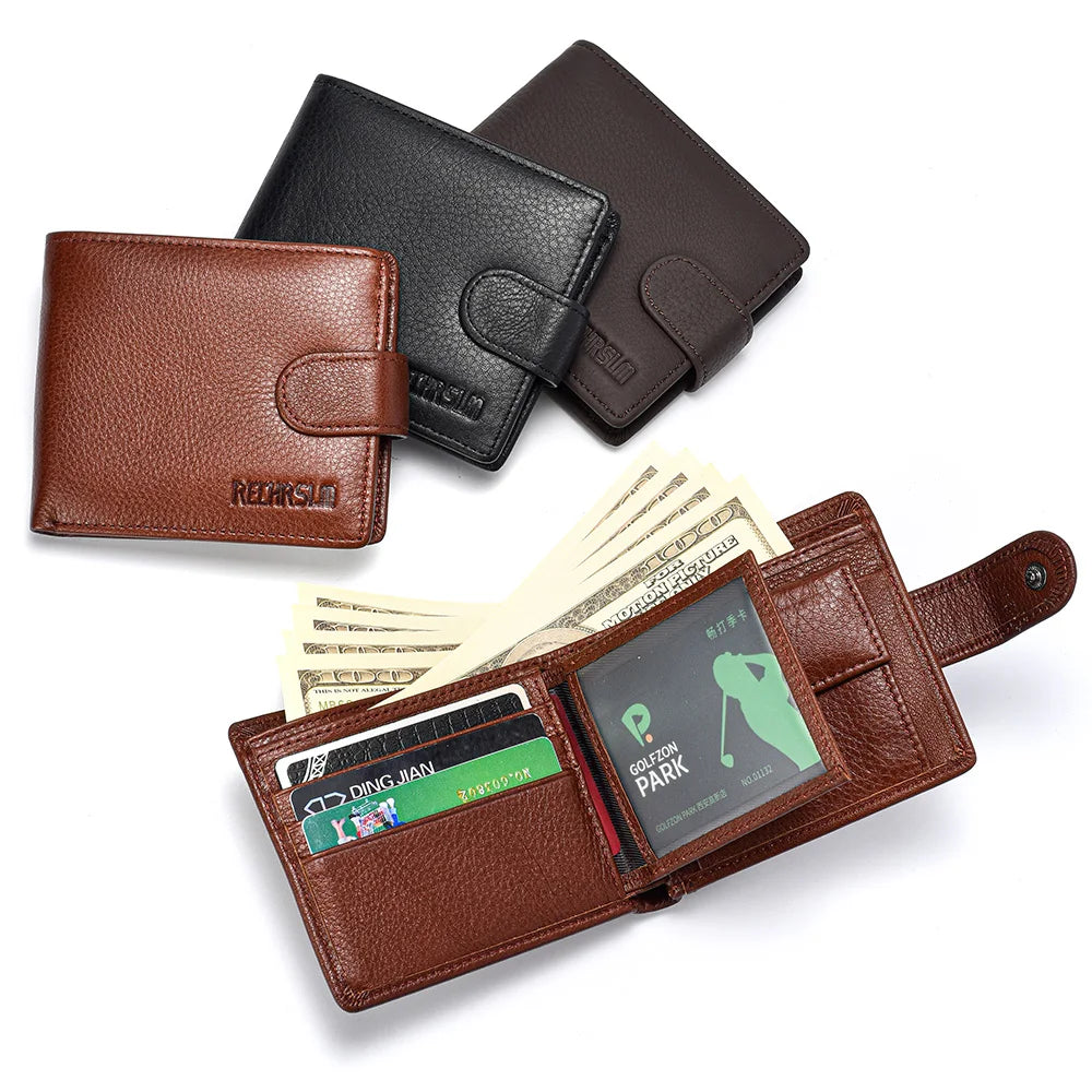 Genuine leather Men's Wallet Classic Style Short Multi-Card Wallet Coin Pocket Wallet High-End Minimalist wallet for Men