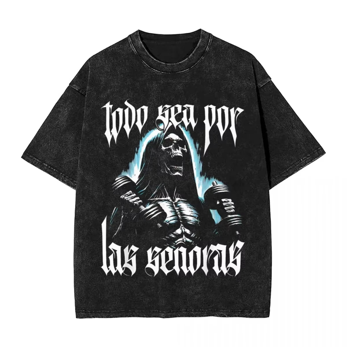 Men's T Shirt Calacas Chidas Gym Washed T-Shirts Trendy Cool Todo Sea Por Las Senoras Summer Tees Aesthetic Simple Casual Tops