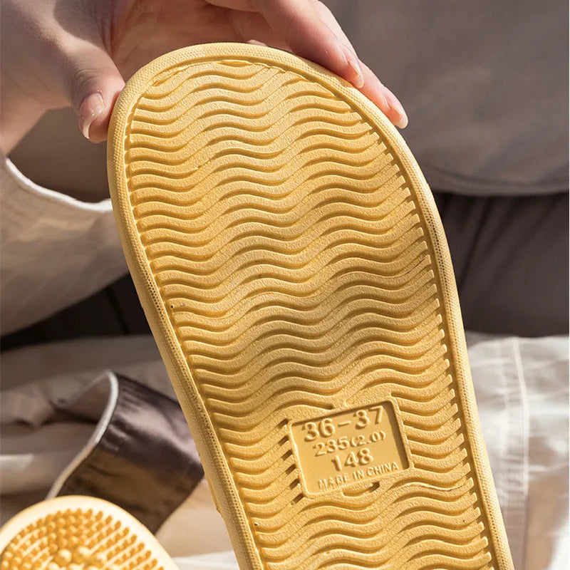 Women Men Foot Massage Slippers Indoor Bathroom Non-slip Soft Slides Comfort Flats Couples Home Relief Feet Health Care Shoes