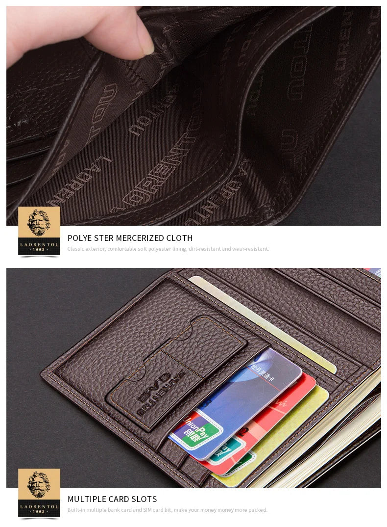 LAORENTOU Men Genuine Leather Wallet Small Card Holder Wallet Gift for Husband,  Boyfriend
