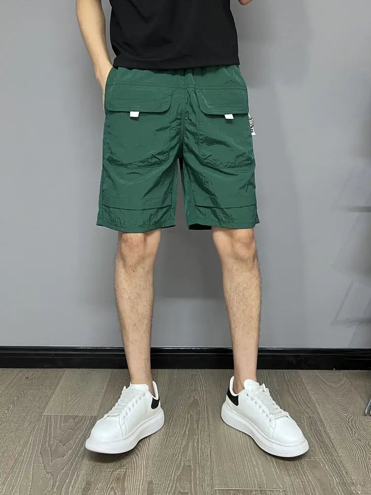 Men's Shorts Summer Thin American Large Pocket Work Casual Trendy Versatile Ice Silk Quick-drying Beach Pants Men