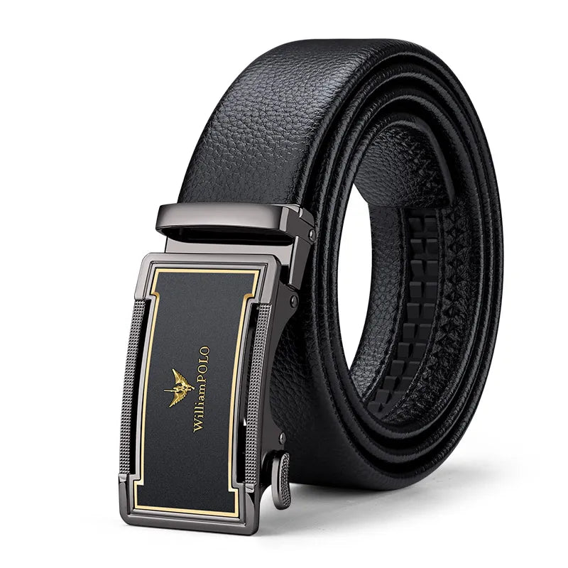 Men's leather belt with automatic buckle, casual pants belt, fashionable high-end belt, business waist belt