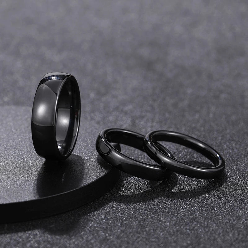Kolmnsta 2/4/6mm Black Brushed Fashion Ceramic Ring Women Men Wedding Rings Engagement Band Female Jewelry bague Plus Size 4-14